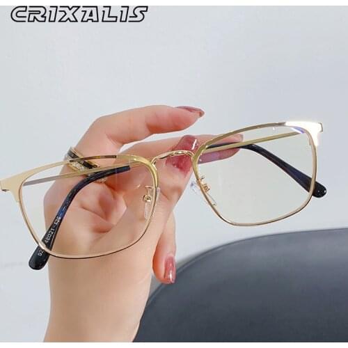 CRIXALIS Mens Computer Gaming Glasses Anti Light Blue Male Eyewear Square Optical Prescription Eyeglasses Frame Women UV400