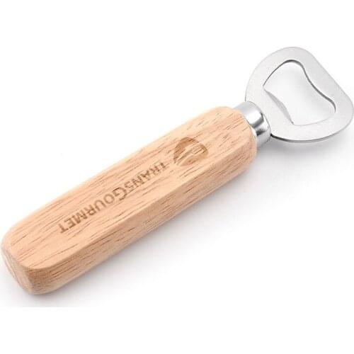 20pcs Personalized customizable engraving stainless steel beer bottle opener solid wood handle home hotel opener gift custom