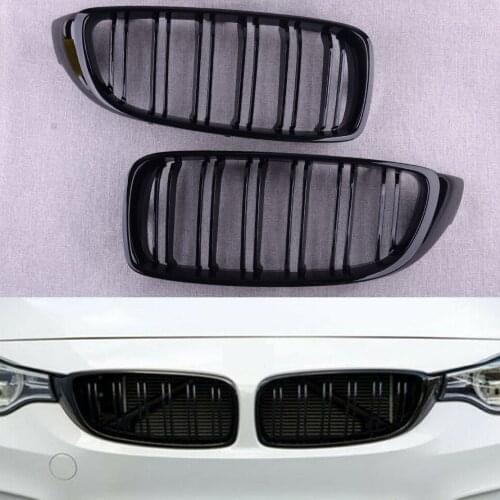 1Pair Front Bumper Kidney Grills Grille Twin Bar Dual Slat 51137294817 51138054331 Fit For BMW 4 Series F32 F33 F36 M4 2016 2017