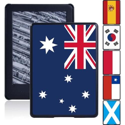 Plastic Hard Case For Kindle Paperwhite 1 2 3 4/Kindle 8th Gen 2016/10th Gen 2019 Flag Pattern Tablet Back Shell + Pen
