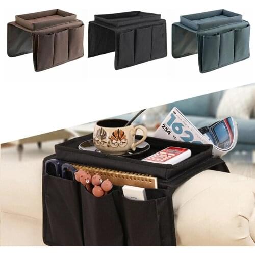 Sofa Armrest Organizer with 4 Pockets&Cup Holder for TV Remote Control
