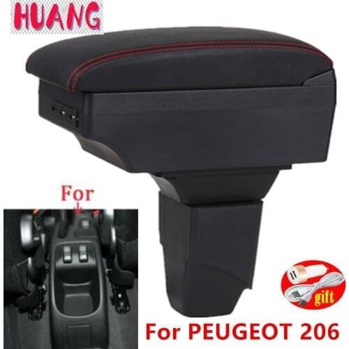For PEUGEOT 206 Armrest Interior Parts 207 Car Armrest box Retrofit parts Storage box car accessories Interior with USB LED