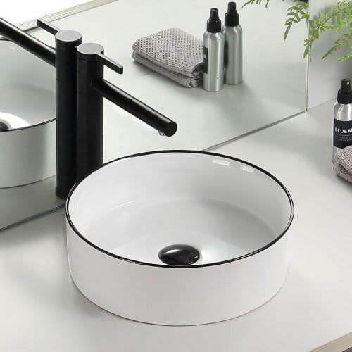Simple Nordic Above Counter Basin Creative Round Ceramic Washbasin Bathroom Washbasin Basin Home Balcony Small 36*36size