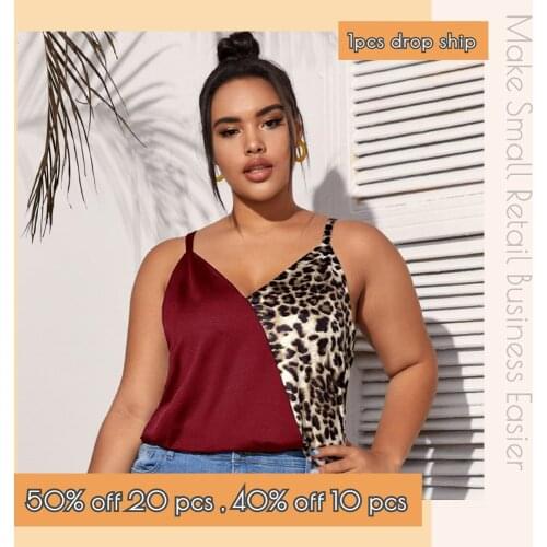 Plus Size Leopard Camis Top Women Chiffon Vest Wholesale Shirt CT 301