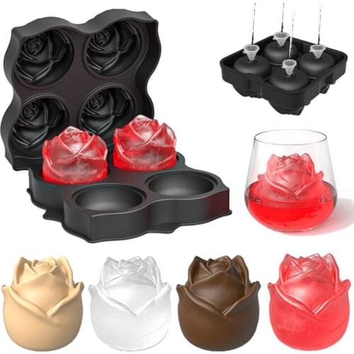 Deluxe Ice Mould Chocolate Molds Forms For Ice Shape Rose Flower Ice Ball Maker Ice Hockey Tray Silicone Ice Cube Mold With Lid