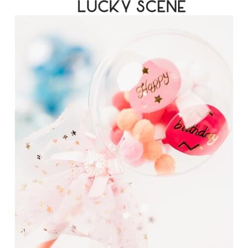 Netting Transparent Ball Birthday Cake Topper Balloon Ornament Straw Lovely Fairy Wand S01276