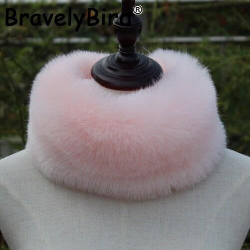 Faux Fox Fur Scarf Fur Ring Collar Thicken Fluffy Winter Neck Warmer Men Women 48*13cm Muffler Black Outdoor Windproof scarf