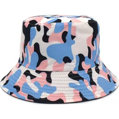 2021 Summer Fisherman Hat Reversible Harajuku Bucket Hats For Women Men Outdoor Hat Hip Hop Cap Camouflage Printed Fishing Hat