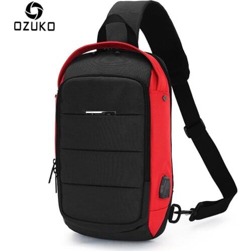 OZUKO USB Charge Chest Pack for Men Waterproof Crossbody Bags Male Casual Shoulder Bag Large Capacity Waterproof Messenger Bags