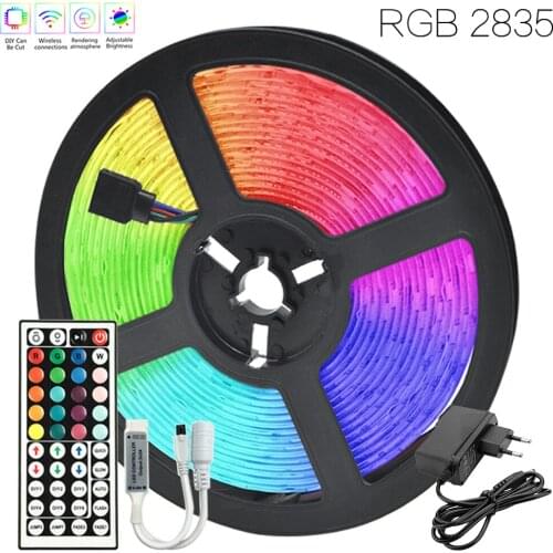 16.4 ft (5M) DIY Mode Color Changing LED Strip 12v RGB 2835 EU Plug Infrared Remote Control For Bedroom Kitchen Home Decoration