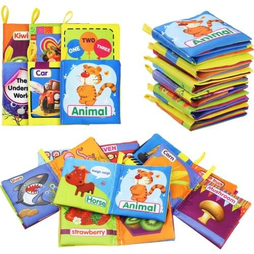 Soft Cloth Books Rustle Sound Infant Books Baby Books Quiet Books Educational Stroller Rattle Toys for Newborn Baby 0-12 month