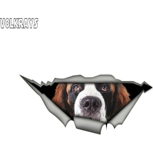 Volkrays Saint Bernard Car Sticker Funny Pet Decal Waterproof Sunscreen Dog Stickers Vinyl Decal Decoration,15cm*6cm