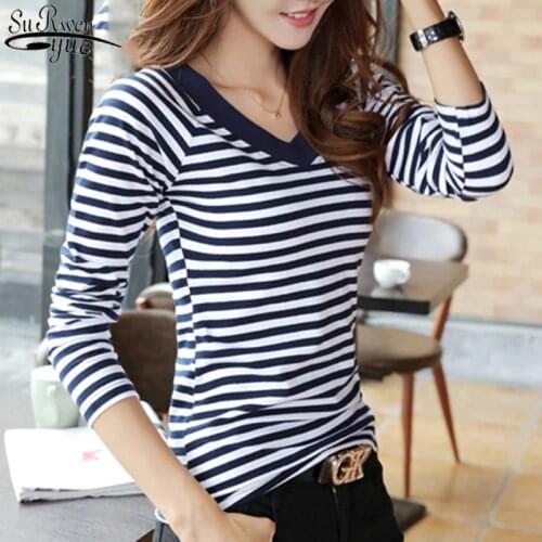 T Shirt Women 2021 Autumn New T-Shirt Womens Tops Tee Long Sleeve Tshirt Striped Female Shirt Fashion Femme Top Shirts 7537 50