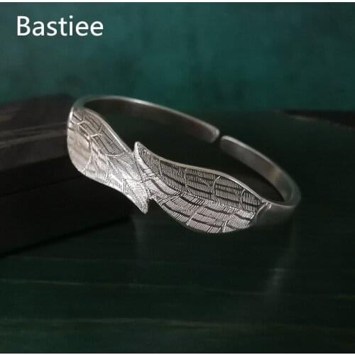 Bastiee 999 Silver Bracelets For Women Bangle Ethnic Adjustable Engagement Leaf Cuff Bracelet Hmong Handmade Luxury Jewelry Gift