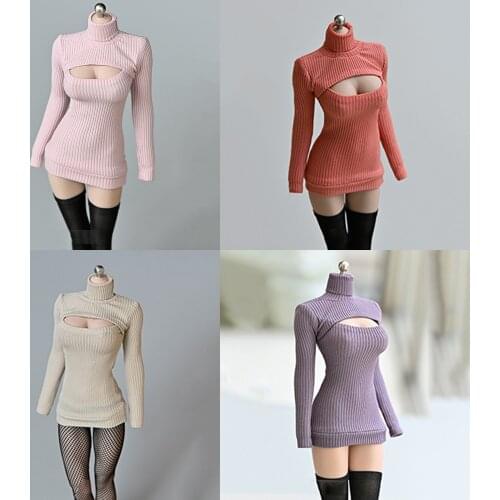 1/6 female soldier model accessories clothing 12 inch action figure female body original open chest sweater