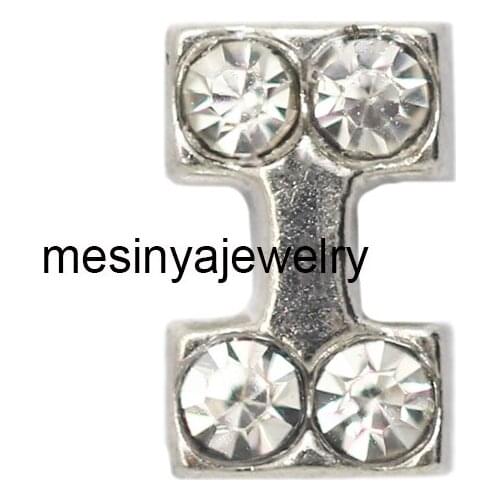 10pcs Letter I With Zircon Crystal Custom Floating Charms For Glass Locket