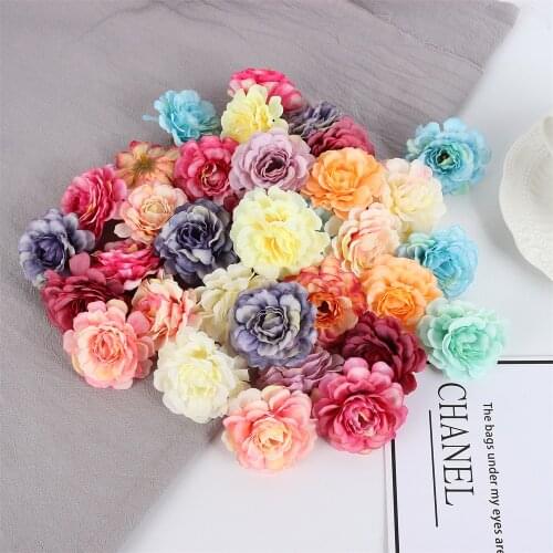10Pcs Silk Roses Heads Burgundy Flowers High Quality Hydrangea Heads Valentines Day Artificial Flowers Rose For Wedding Decor