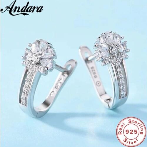 2020 New 925 Sterling Silver Earrings Flower Zircon Earrings Woman Wedding Wedding Jewelry Gift