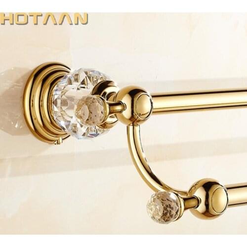 24",60cm) Double Towel Bar With Crystal Gold Finish/Towel Holder,Towel Rack,Bathroom Accessories Free Shipping YT-12898-G