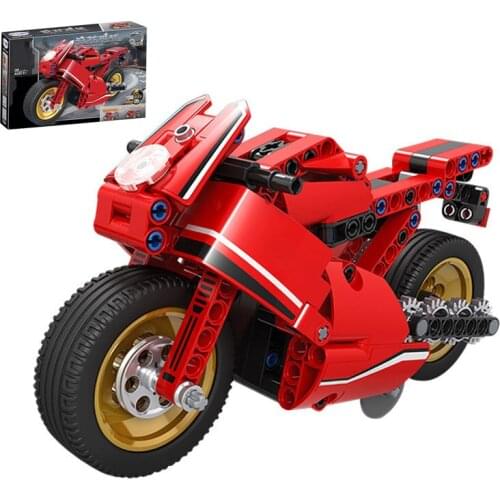 2in1 Educational Blocks Racing Car City Model Motorcycle Technical Pull Back Car Building Blocks Toys For Children