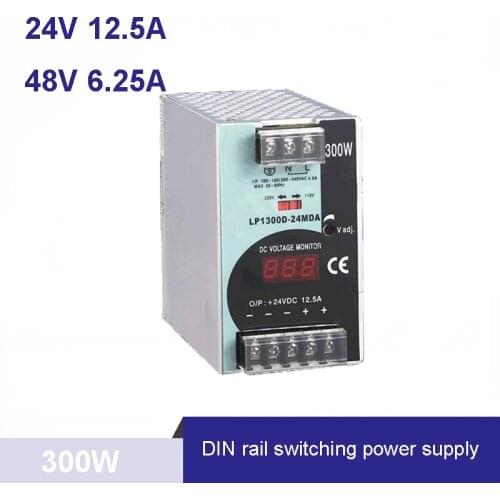 300W 24V 48V din rail Single Output switching power supply 110V/220V input with with voltmeter voltage display montior