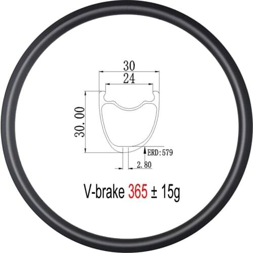 365g V-Brake 700C 30mm Asymmetric Tubeless Clincher Road Bike Carbon Rim 30mm Outer Width Vbrake Bicycle Wheel UD Matte Glossy