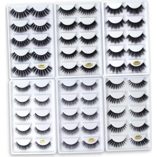5 Pairs Mink Eyelashes 3D False Lashes Thick Crisscross Makeup Eyelash Extension Natural Volume Soft Fake Eye Lash G800 G806