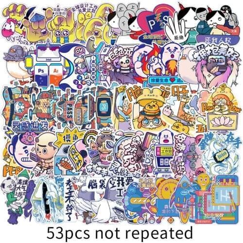 53Pcs/lot Funny emoticons Stickers For Car Laptop Luggage Skateboard Motorcycle Decal Kids Toy Sticker