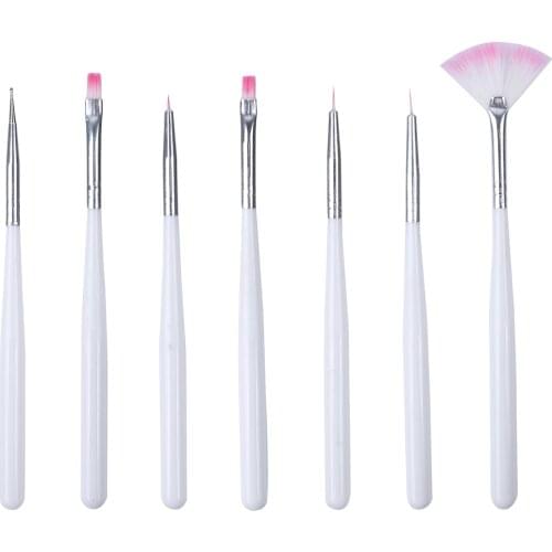 7Pcs/Set Nail Art Line Painting Pen 3D Tips Acrylic UV Gel Brushes Drawing Crystal Liner Glitter Sample Design Manicure Tool