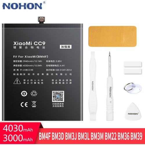 NOHON BM4F BM3D BM3J BM3L BM3M BM22 Battery For Xiaomi Mi CC9 CC9E 9 6 5 5S Mi8SE Mi9SE Mi8 Lite Mi9 Mi5 Mi6 Mi5S Phone Bateria