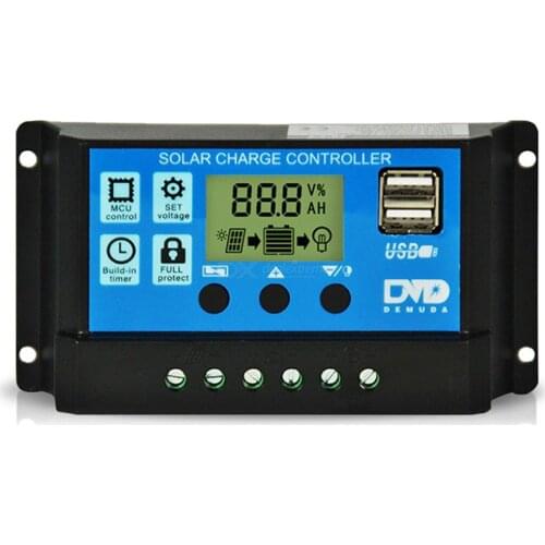20A 12V/24V Auto Solar Charge Controller PWM With LCD Dual USB 5V Output Solar Cell Panel Regulator