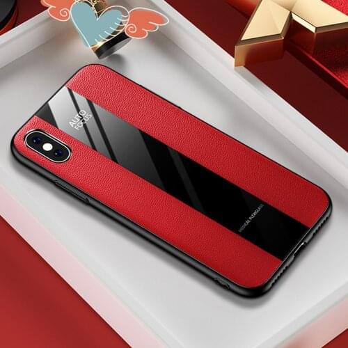 Case for iPhone XS MAX X XR XS 7 8 6 6S Plus PU Leather+Glass Cover for Fashion Women Men Cases for Samsung S8 S9 S10 Plus Lite