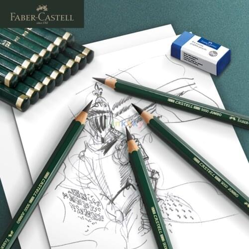 Faber-Castell Supreme Artist Quality Castell 9000 Jumbo Graphite Single Pencil, with Extra Thick HB,2B,4B,6B,8B, 5.3mm Lead