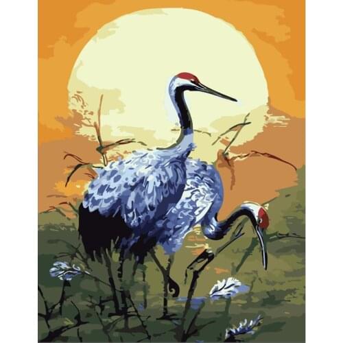 Red-crowned Crane Animal DIY Drawing Painting by Numbers Lage Size Picture on Wall Decoration Children Gift 40x50 50x65cm