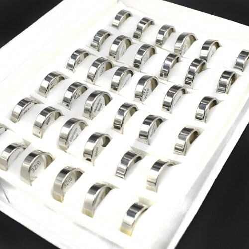 36 Pieces Mix Size Round Stainless Steel Ring For Women Simple 6MM Width Statement Rings Men Fashion Jewelry NO Box