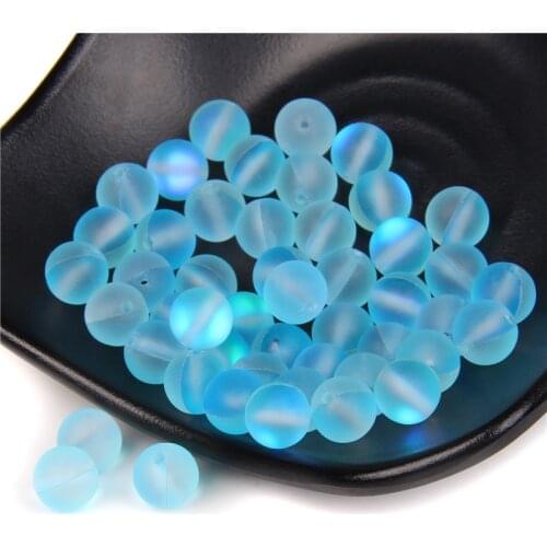 Blue Moonstone 8mm Green Frosted Austrian Crystal Round Loose Spacer Beads For Jewelry Making DIY Bracelet Necklace Ear Studs