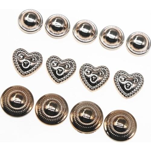 50pcs 13mm Round Heart golden Flatback Delicate Round Buttons Home Garden Crafts Scrapbooking DIY crafts