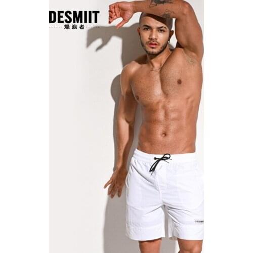 Desmiit Swimming Trunks Men Solid Color Beach Shorts Swimwear Surf Board Beach Shorts Bathing Suit Swimsuit Sunga Masculina 2021