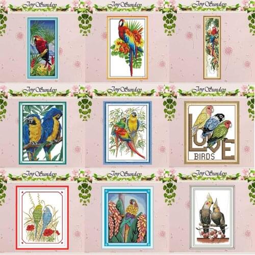 Parrot Scarlet macaw animals counted 11 14CT Cross Stitch Sets DIY Chinese Cross-stitch Kits Embroidery Needlework Home Decor