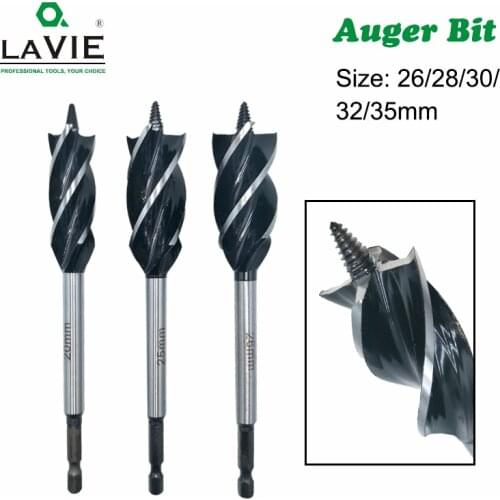 LAVIE 26-35mm Twist Wood Auger Bit Drill Bits Set Fast Cut Carpenter Joiner Tool Drilling Bit For Wood Cut Suit for woodworking