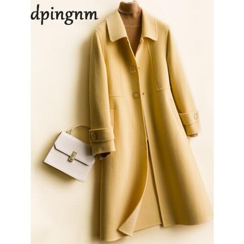 2020 New Fashion Wool Blend Coat High Quality Long Sleeve Turn-Down Collar Warm Autumn Winter Wool Women Jackets Plus Size