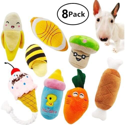 Squeaky Pet Toys Set Booing Dog Toy Durable Pet Puppy for Small Medium-sized Cats Dogs Plush Sound Chew Toy Set 8 Pieces