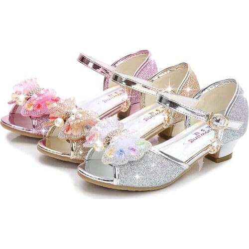 Princess Girls Party Shoes Children Sandals Colorful Sequins Sandals Peep Toe Summer Kids Shoes