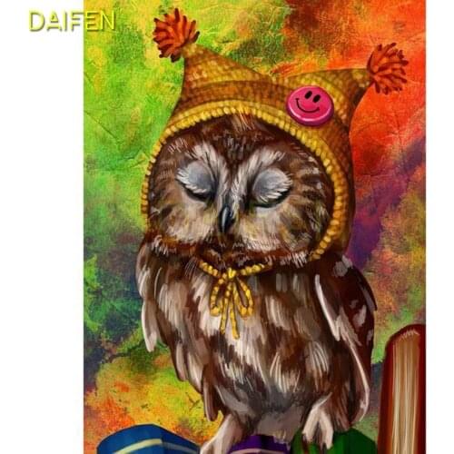 Full Square Diamond embroidery Cartoon owl DIY3D Diamond mosaic Smiley Full Round Diamond painting Cross stitch knitted hat bird