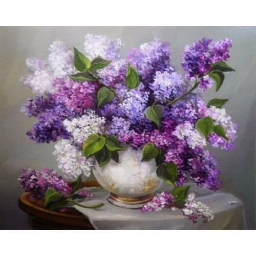 Needlework,Purple lavender Romantic flowers Handmade 14CT Counted Canvas DIY Cross-stitch kits,For Embroidery Art Home Decor