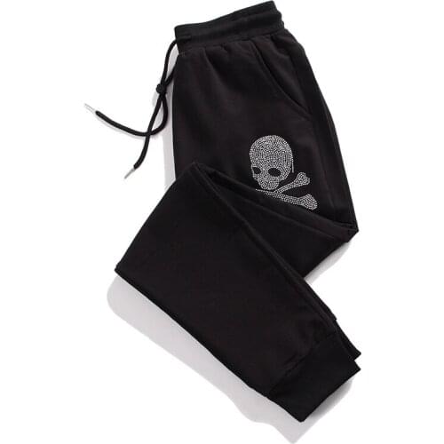 Fashio Skull Drilling Harem Pants Womens Black Plus Size Sweatpants Spring Loose Casual Sport Trousers Female Bottoms 2021 P105