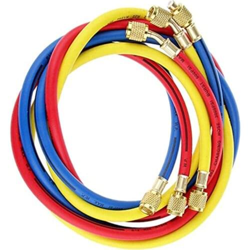 3PCS Car Air Conditioning Refrigerant Hose For R134a Durable Safely Refrigeration Pipe 1/4Inch SAE 600 PSI Charging Hoses Kit