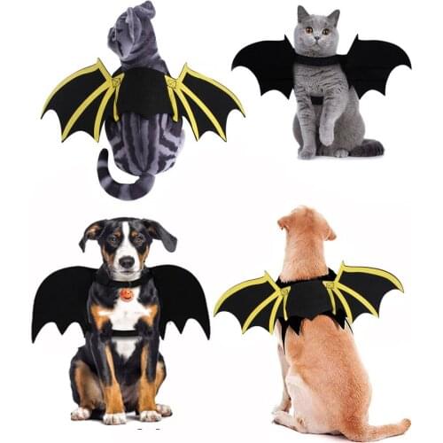 Dog Halloween Costumes Wings Pets Halloween Bat Wings Harness With Pumpkin Bells Outfits For Cats Dogs