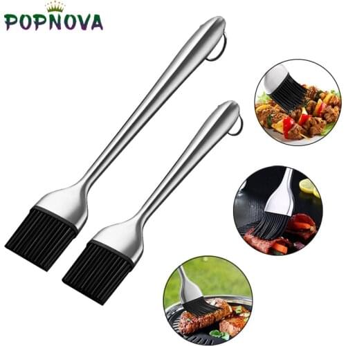 Silicone Oil Brush Stainless Steel Handle Bbq Grill Basting Brush Heat Resistant Bread Pastry Barbecue Cooking Bbq Accessories