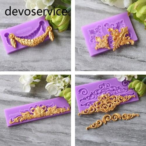 Diy Cake Decoration Silicone Moulds Baroque Style Flower Vine Fondant Gum Paste Mould Sugarcraft Chocolate Soap Molds Bakeware